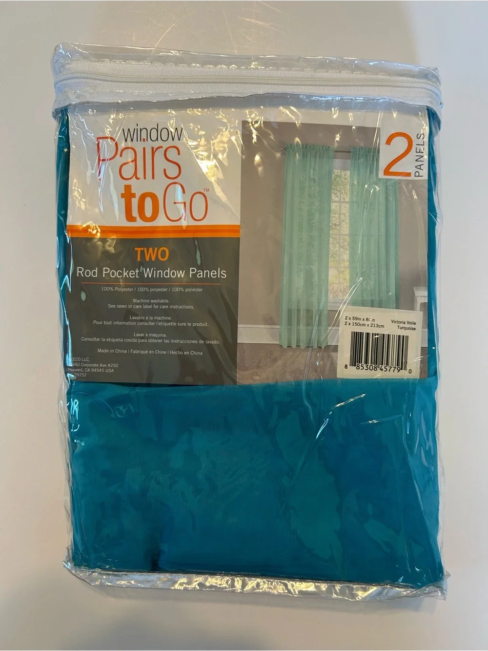 Teal Rod Pocket Window Curtains - Set of 2